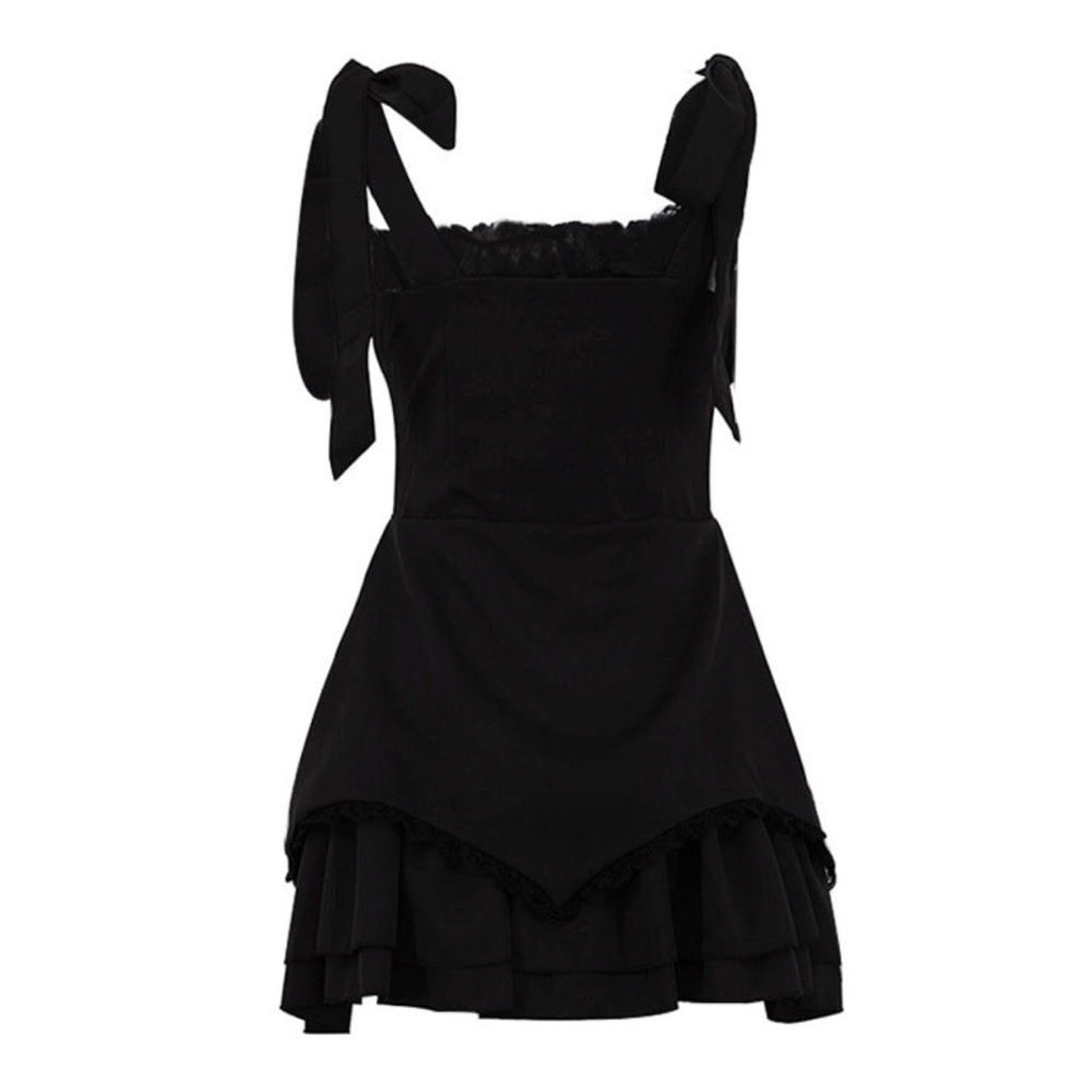 Tied Strap Ruffle Trim Mini Dress - Picture 2 of 3